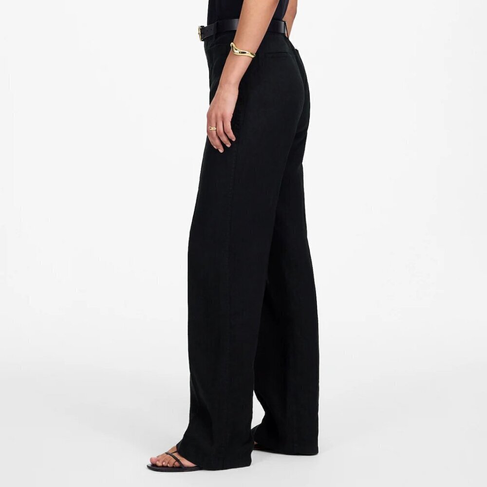 Madewell Patch Pocket Flare Pants 100% Linen Black Size 0/XS NWT - Picture 3 of 10